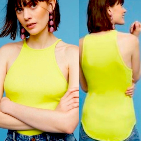 Anthropologie Tops - Anthropologie Lilka Neon Citrus Tank top